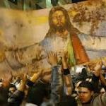 صورة المسيح في كنيسة القديسين بالأسكندرية وبها أثار دماء الشهداء