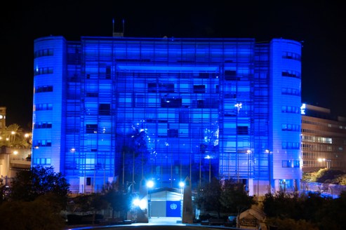 لبنان مضاء بالأزرق في الذكرى الـ 70 للأمم المتحدة