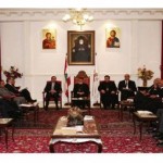 الهيئة التنفيذية للمجلس الأعلى للروم الكاثوليك خلال اجتماعها برئاسة البطريرك لحام في الربوة