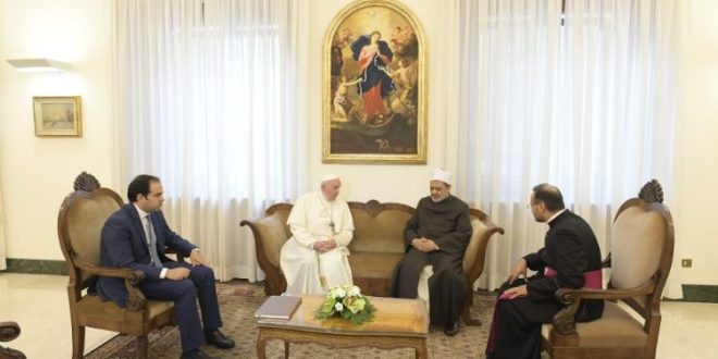 البابا يستقبل فضيلة الإمام الأكبر شيخ جامع الأزهر أحمد الطيب