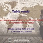 طاولة مستديرة عن الهجرة في لبنان والشرق الأوسط في 5 آذار ببيت بيروت
